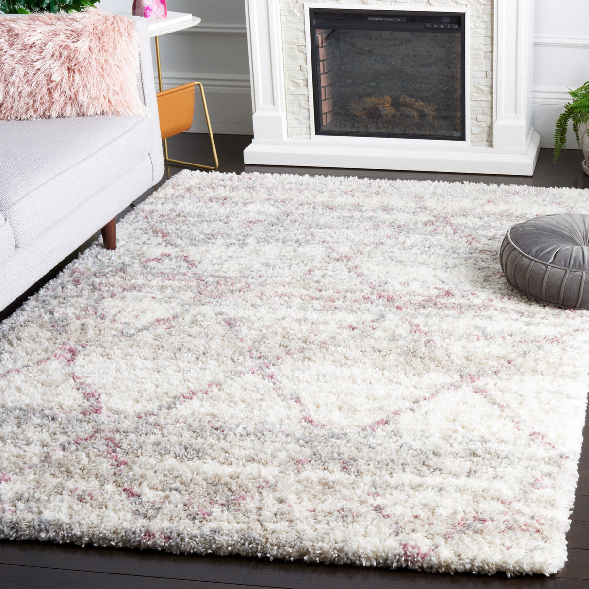 SAFAVIEH Fontana Shag Marye Modern Trellis 2-inch Thick Rug