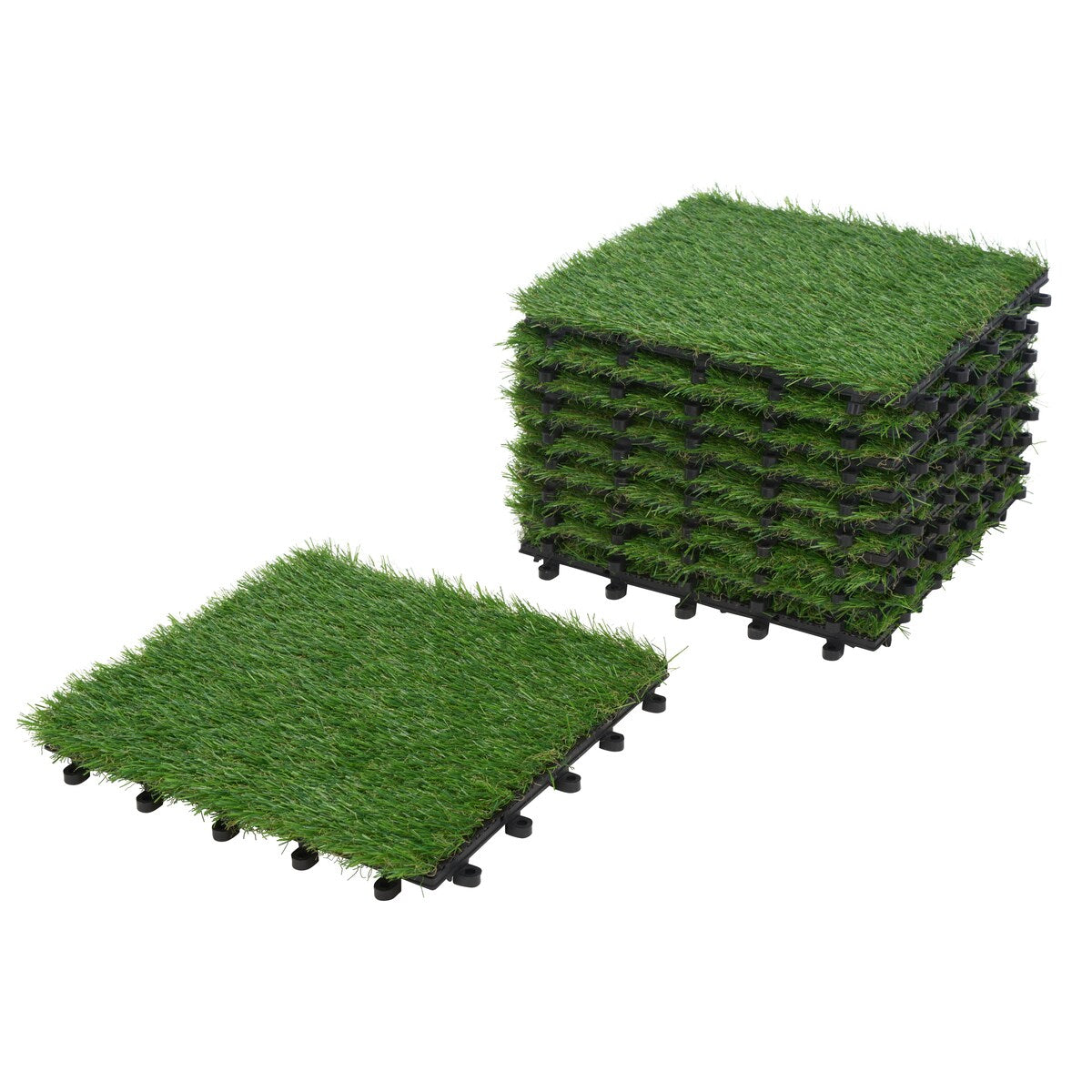 SAFAVIEH Foolke Grass Floor Tile - 12 In. W x 12 In. D x 0.5 In. H (10 Pack) - 12 In. W x 12 In. D x 0.5 In. H - 12Wx12Dx1H