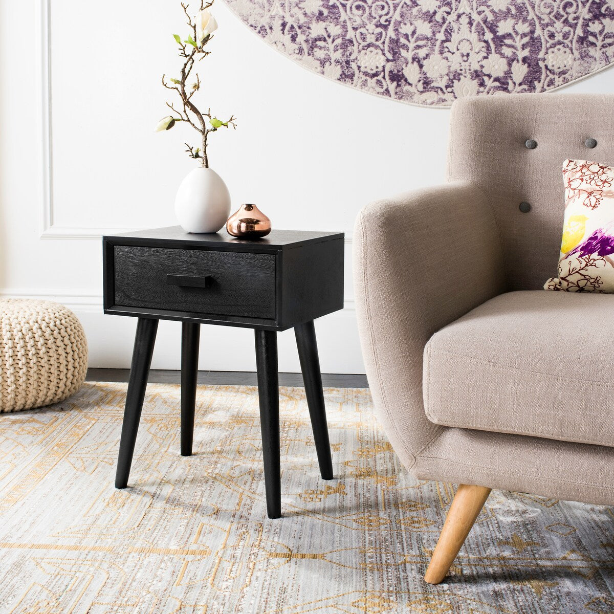 SAFAVIEH Fraida 1-Drawer Side Table - 15.8" x 11.8" x 20.8" - 16Wx12Dx21H