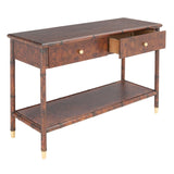 SAFAVIEH Franc Dark Brown/ Gold 2-Drawer 1-Shelf Console Table - 42" W x 15.8" L x 29" H - 42Wx16Dx29H