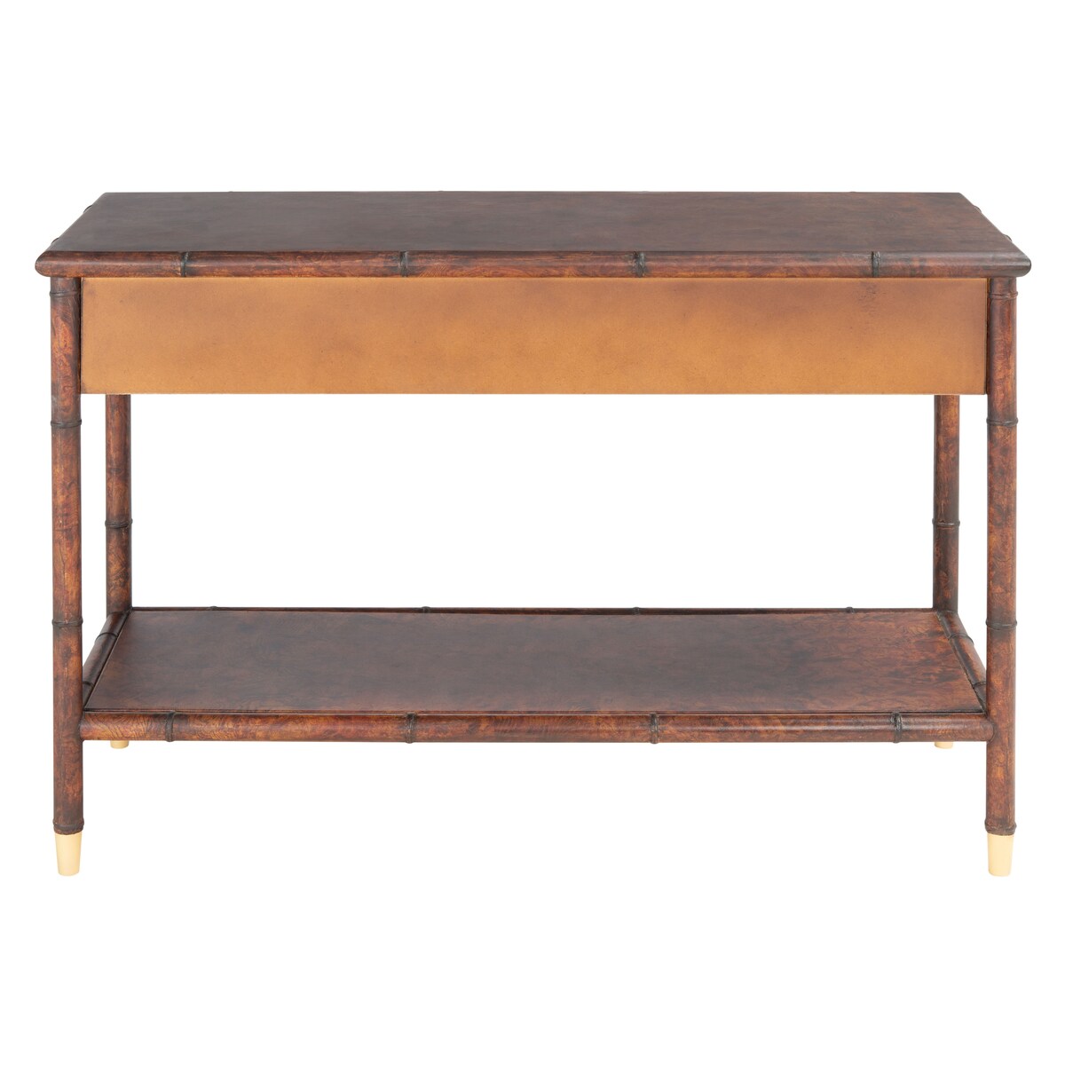 SAFAVIEH Franc Dark Brown/ Gold 2-Drawer 1-Shelf Console Table - 42" W x 15.8" L x 29" H - 42Wx16Dx29H