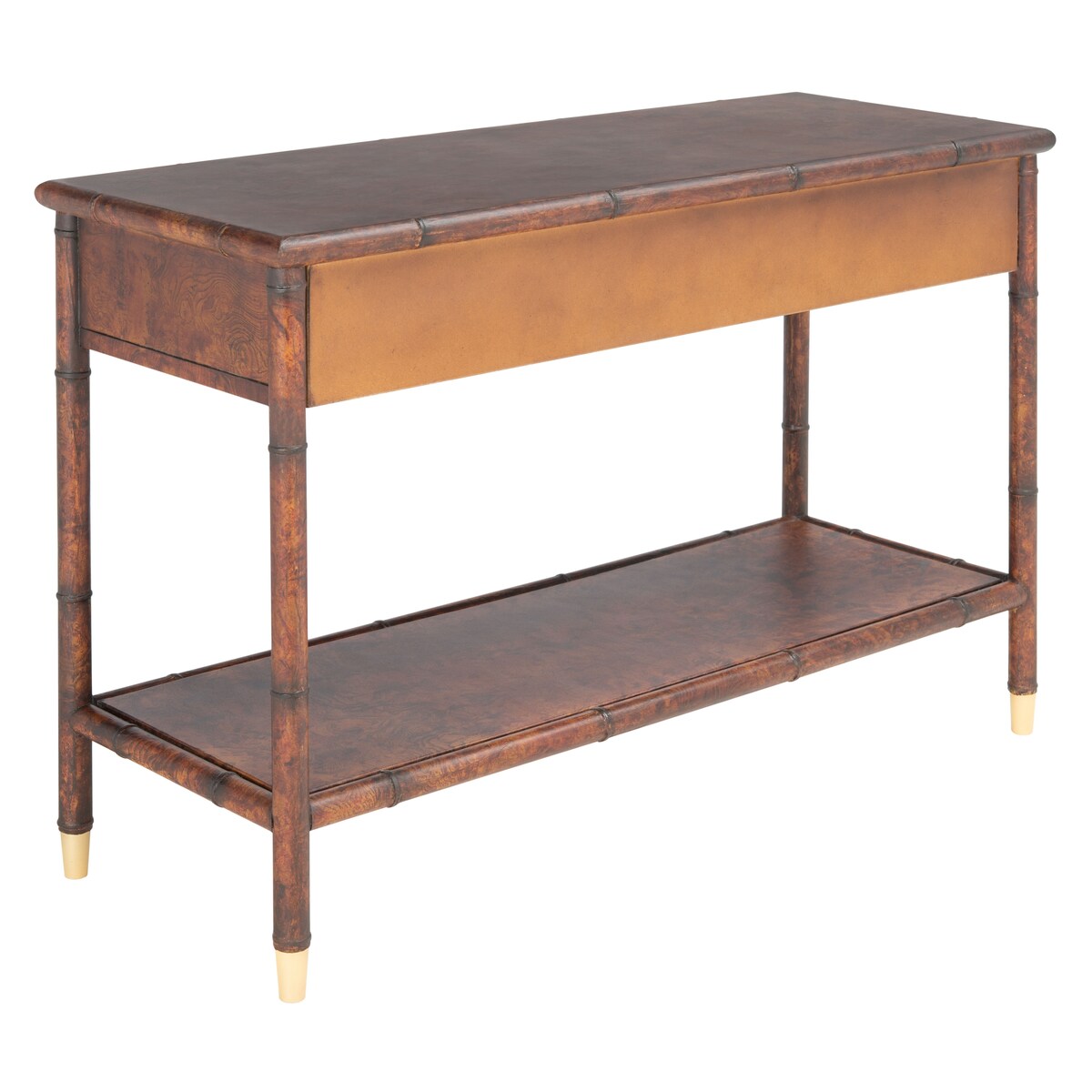 SAFAVIEH Franc Dark Brown/ Gold 2-Drawer 1-Shelf Console Table - 42" W x 15.8" L x 29" H - 42Wx16Dx29H