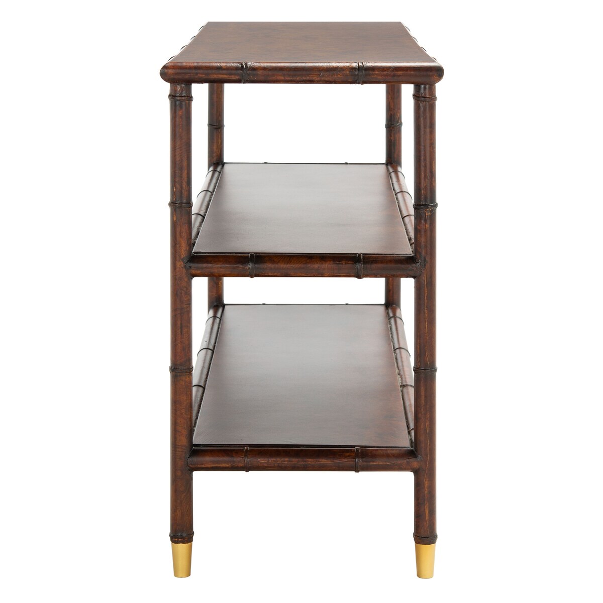 SAFAVIEH Francina Dark Brown/ Gold 2-Shelf Console Table - 42" W x 15.8" L x 29" H - 42Wx16Dx29H