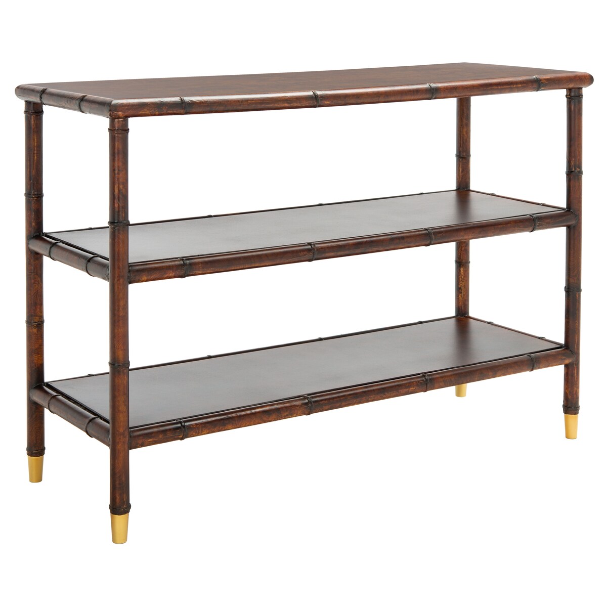 SAFAVIEH Francina Dark Brown/ Gold 2-Shelf Console Table - 42" W x 15.8" L x 29" H - 42Wx16Dx29H