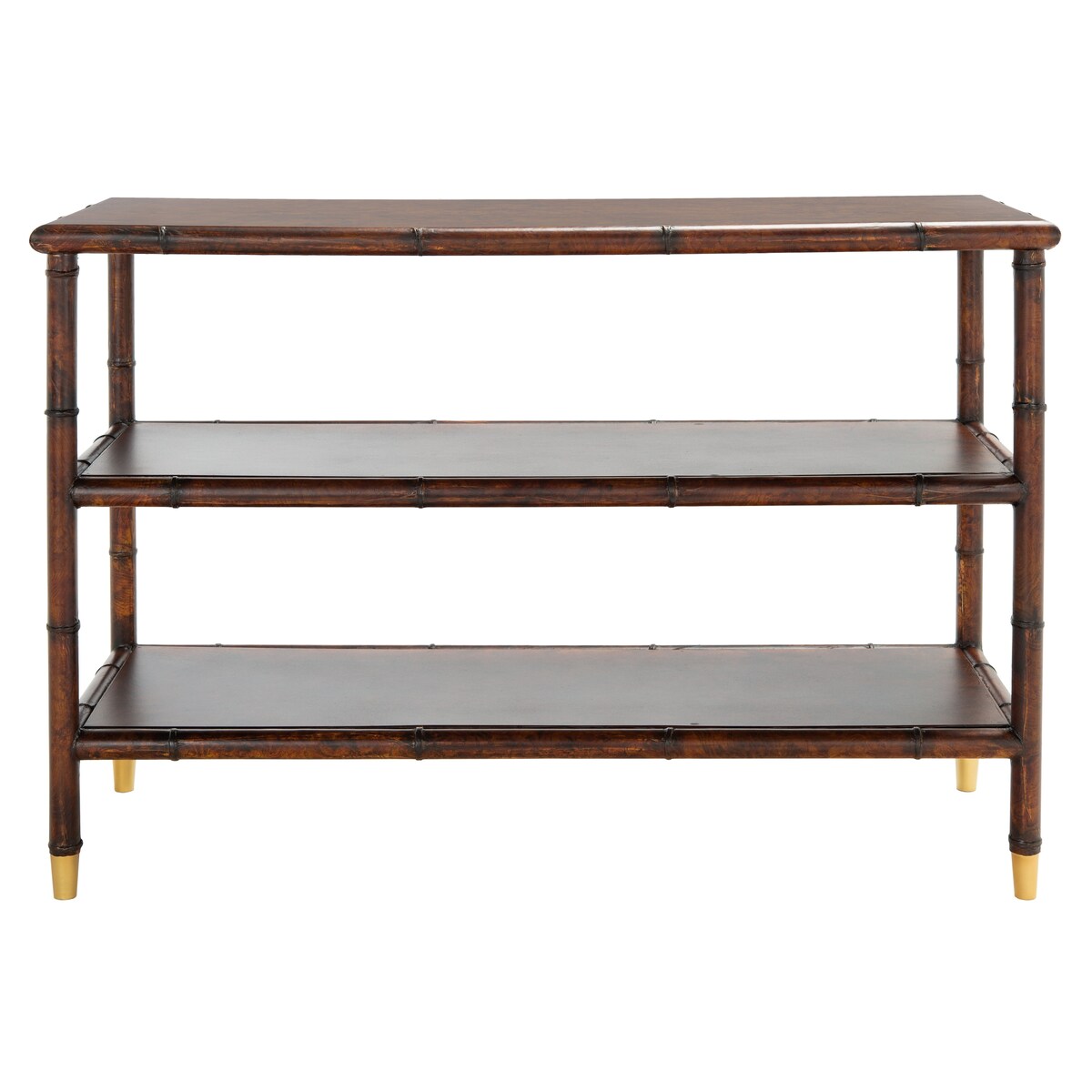 SAFAVIEH Francina Dark Brown/ Gold 2-Shelf Console Table - 42" W x 15.8" L x 29" H - 42Wx16Dx29H