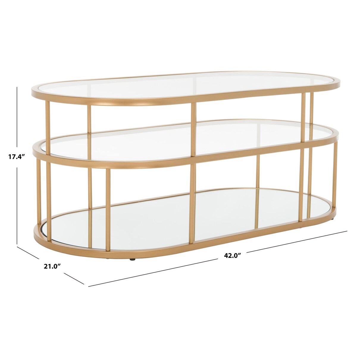 SAFAVIEH Frederica 3 Shelf Coffee Table - 42" L x 21" D x 17" H - 42Wx21Dx17H