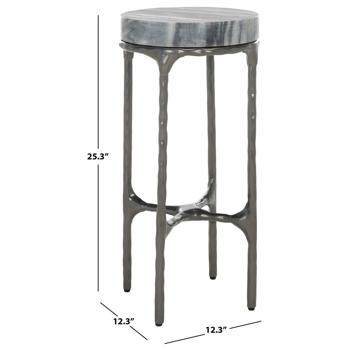 SAFAVIEH Gali Hammered Round Top Side Table (Fully Assembled) - 12.3 In. W x 12.3 In. D x 25.3 In. H - 12Wx12Dx25H