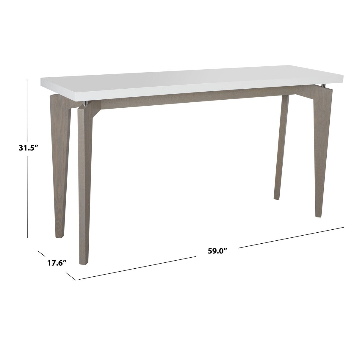 SAFAVIEH Gaye Mid-Century Modern White/ Dark Brown Lacquer Console Table - 59" x 17.6" x 31.5" - 59Wx18Dx32H