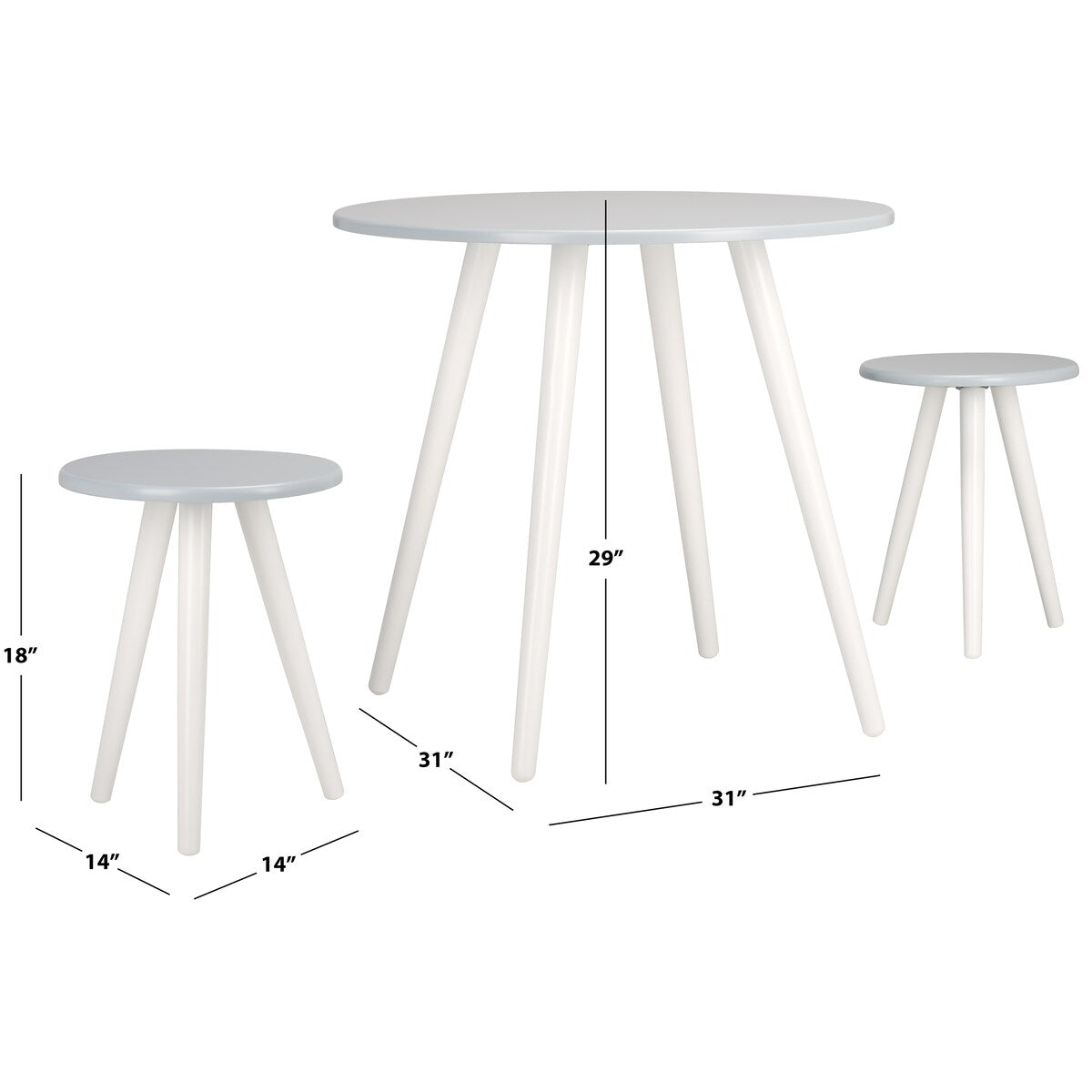 SAFAVIEH Gaynell 3-Piece Round Dining Set - 31" W x 31" L x 29" H