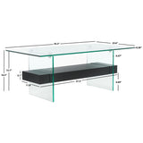 SAFAVIEH Gennie Modern Glass Coffee Table - 43.3" x 23.6" x 16.5" - 43Wx24Dx17H