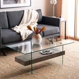 SAFAVIEH Gennie Modern Glass Coffee Table - 43.3" x 23.6" x 16.5" - 43Wx24Dx17H