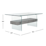 SAFAVIEH Gennie Modern Glass Coffee Table - 43.3" x 23.6" x 16.5" - 43Wx24Dx17H