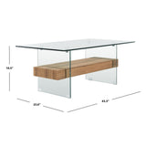 SAFAVIEH Gennie Modern Glass Coffee Table - 43.3" x 23.6" x 16.5" - 43Wx24Dx17H