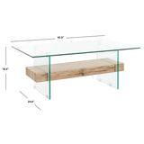 SAFAVIEH Gennie Modern Glass Coffee Table - 43.3" x 23.6" x 16.5" - 43Wx24Dx17H