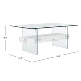 SAFAVIEH Gennie Modern Glass Coffee Table - 43.3" x 23.6" x 16.5" - 43Wx24Dx17H