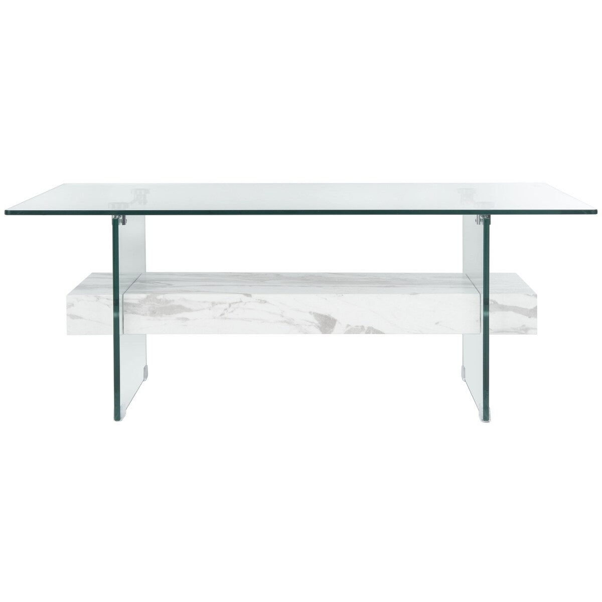 SAFAVIEH Gennie Modern Glass Coffee Table - 43.3" x 23.6" x 16.5" - 43Wx24Dx17H