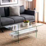 SAFAVIEH Gennie Modern Glass Coffee Table - 43.3" x 23.6" x 16.5" - 43Wx24Dx17H