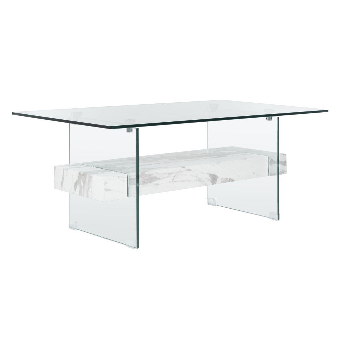 SAFAVIEH Gennie Modern Glass Coffee Table - 43.3" x 23.6" x 16.5" - 43Wx24Dx17H