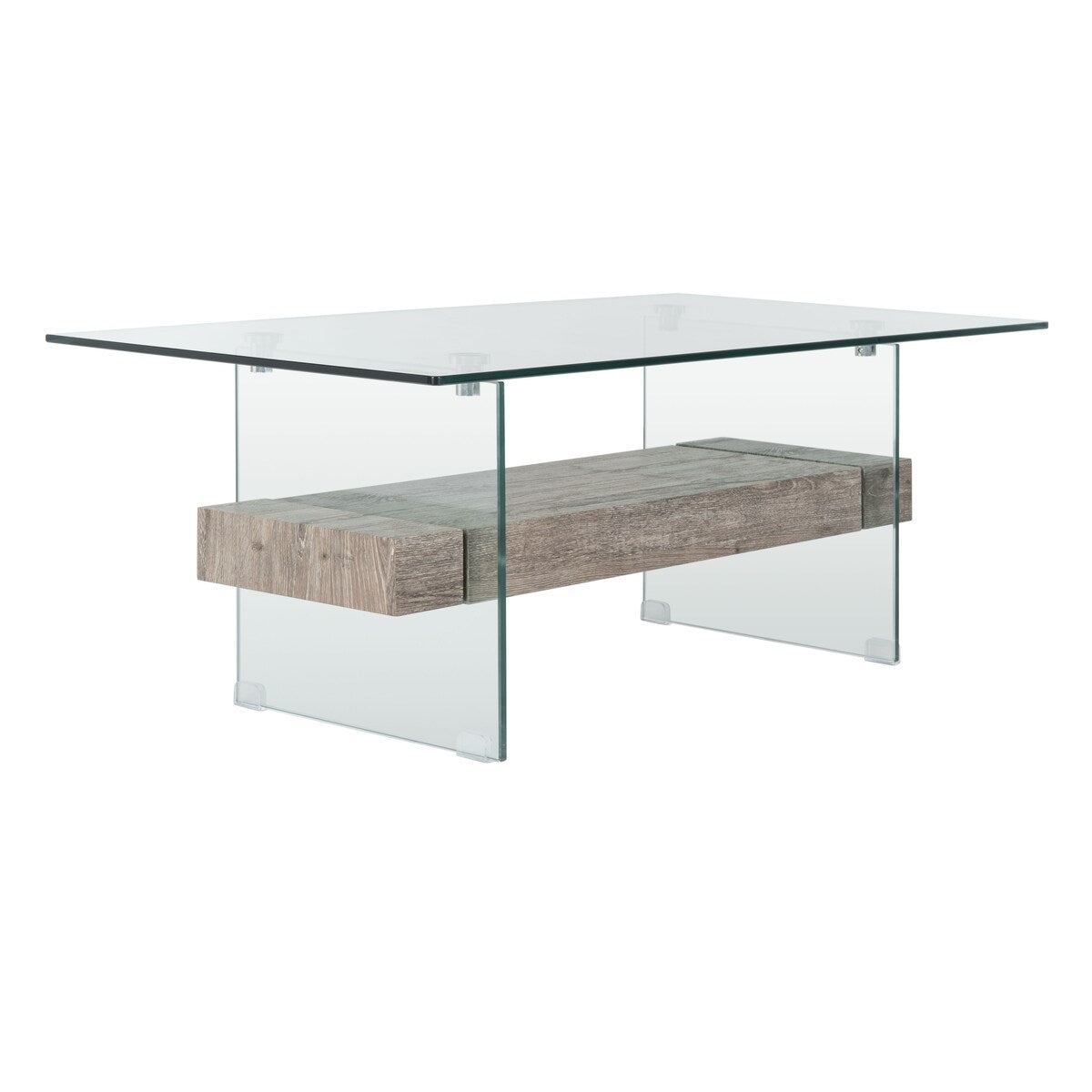 SAFAVIEH Gennie Modern Glass Coffee Table - 43.3" x 23.6" x 16.5" - 43Wx24Dx17H