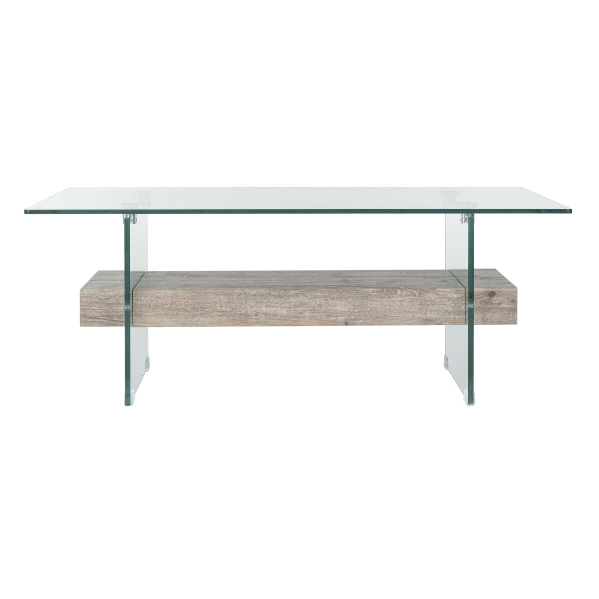 SAFAVIEH Gennie Modern Glass Coffee Table - 43.3" x 23.6" x 16.5" - 43Wx24Dx17H