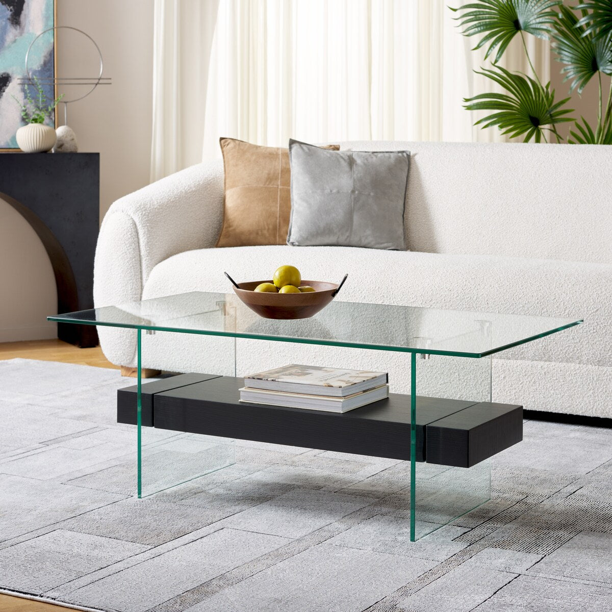 SAFAVIEH Gennie Modern Glass Coffee Table - 43.3" x 23.6" x 16.5" - 43Wx24Dx17H