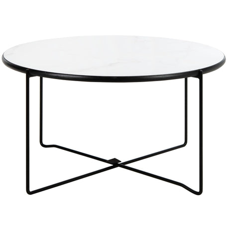 SAFAVIEH Gertha White/ Black Round Coffee Table - 27.5" W x 27.5" L x 15" H - 28Wx28Dx15H