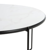 SAFAVIEH Gertha White/ Black Round Coffee Table - 27.5" W x 27.5" L x 15" H - 28Wx28Dx15H