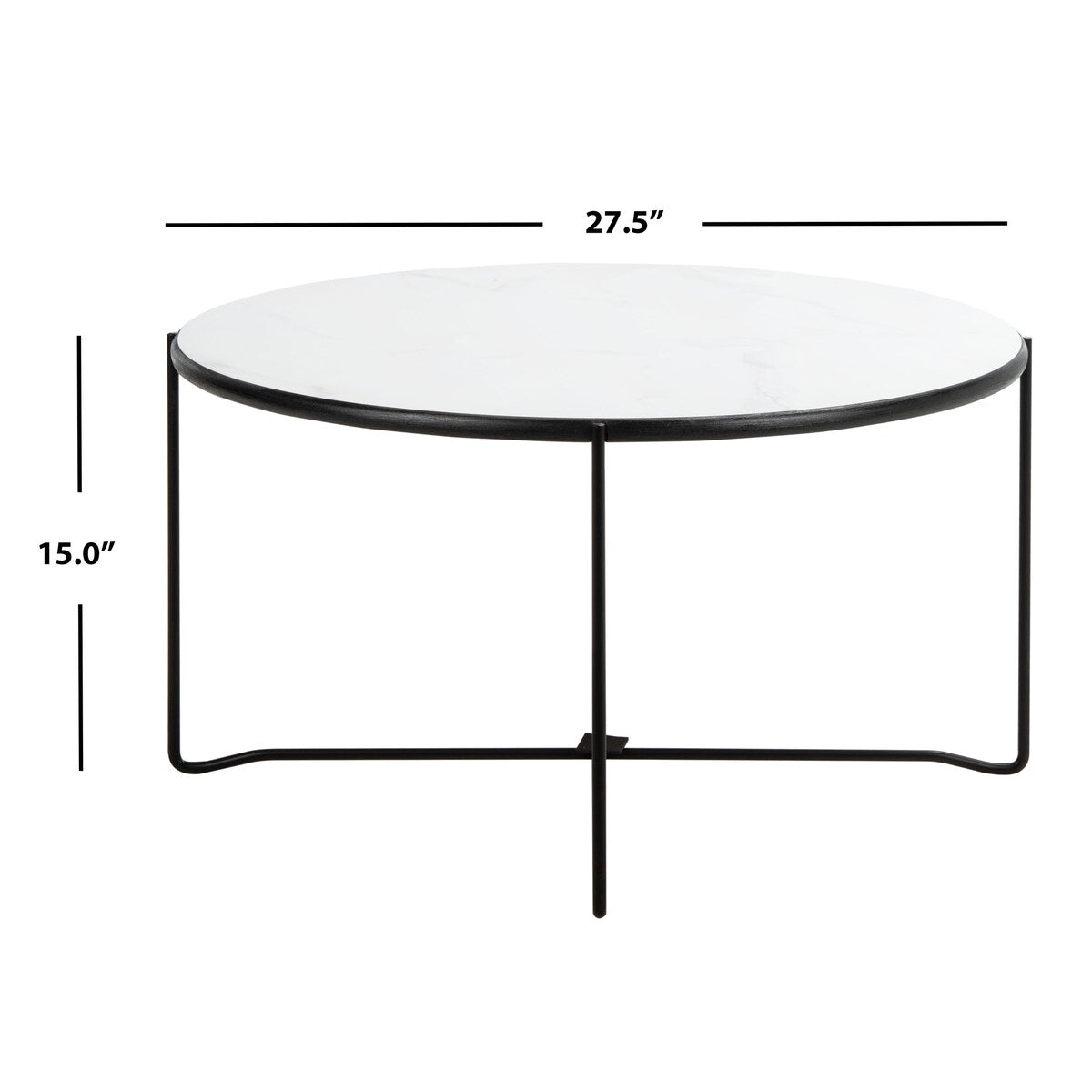 SAFAVIEH Gertha White/ Black Round Coffee Table - 27.5" W x 27.5" L x 15" H - 28Wx28Dx15H