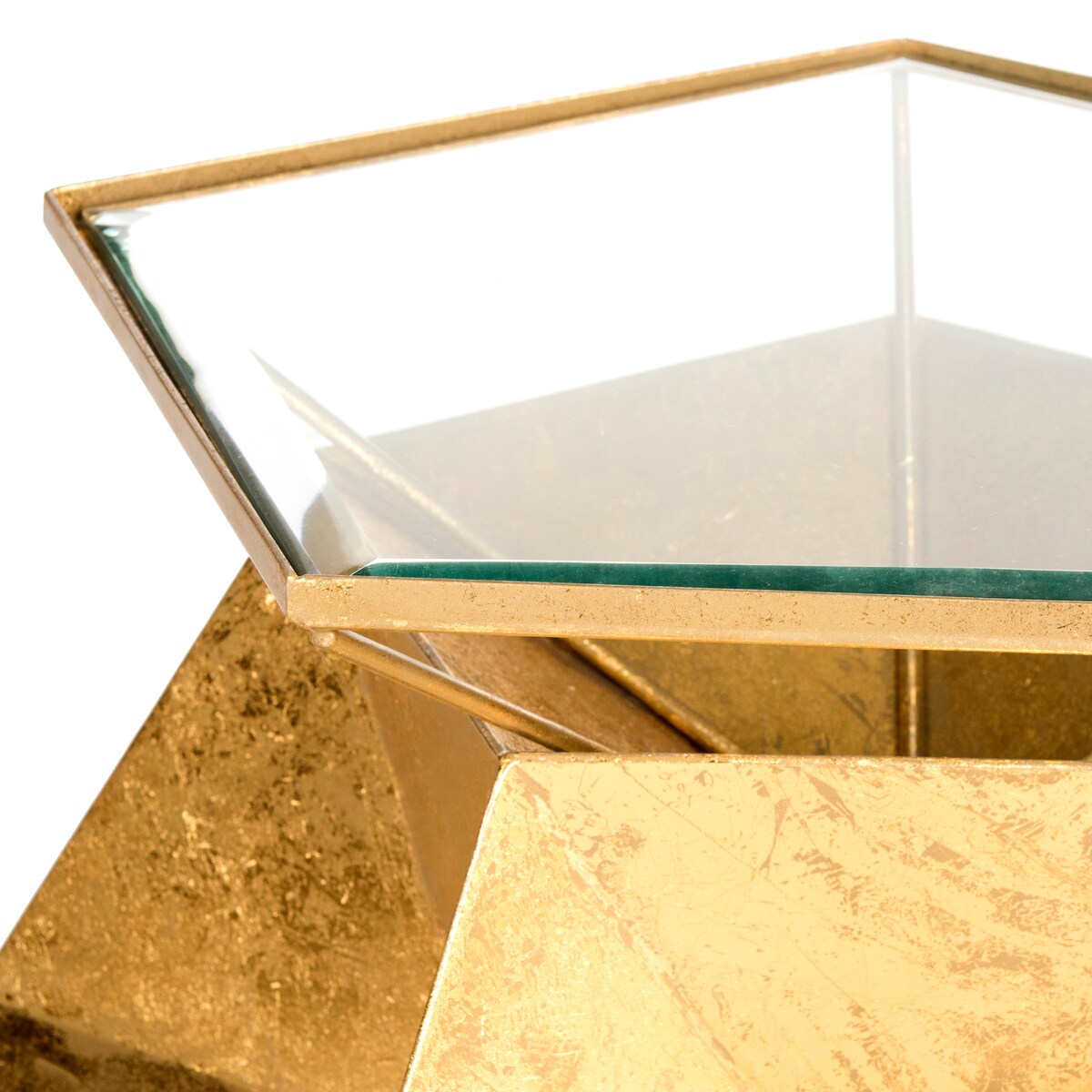 SAFAVIEH Ginger Modern Gold Geo Side Table - 23" x 23" x 20.3" - 23Wx23Dx20H