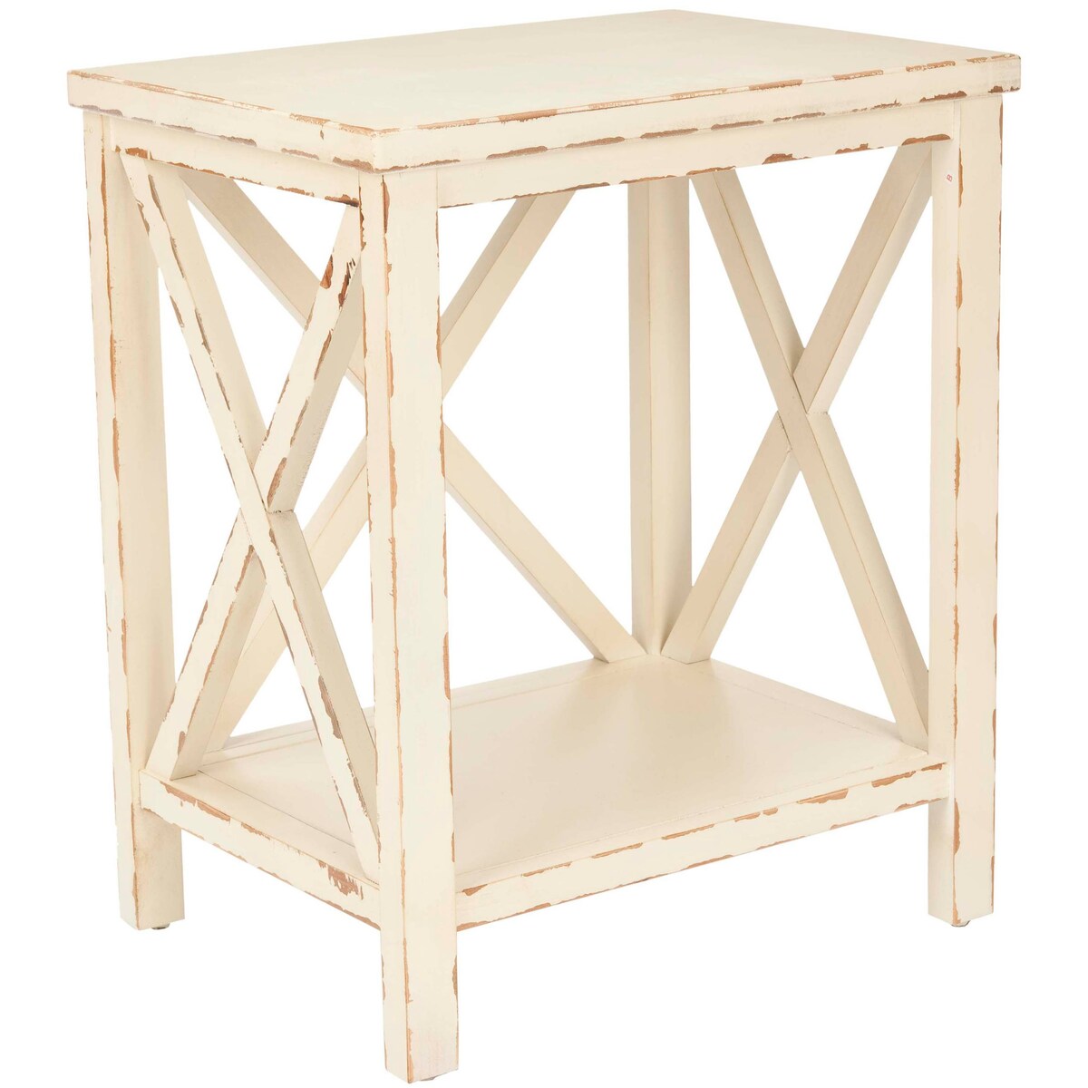 SAFAVIEH Gislind Distressed Ivory End Table - 18.1" x 13.5" x 21.5" - 18Wx14Dx22H