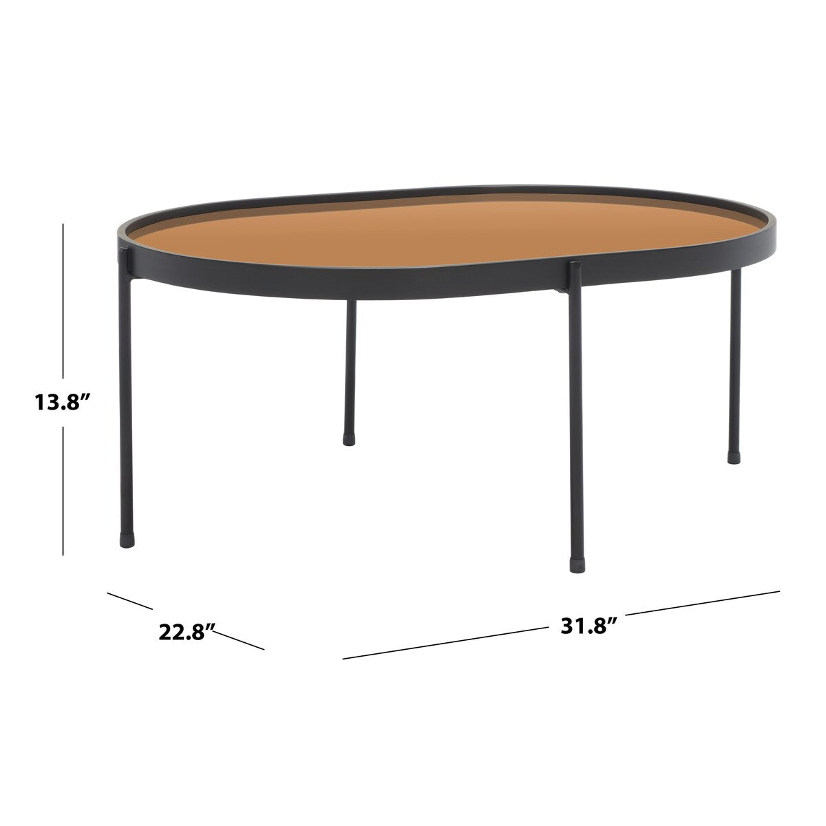 SAFAVIEH Glendora Mirrored Oval Coffee Table - 32 In. W x 23 In. D x 14 In. H - 32Wx23Dx14H