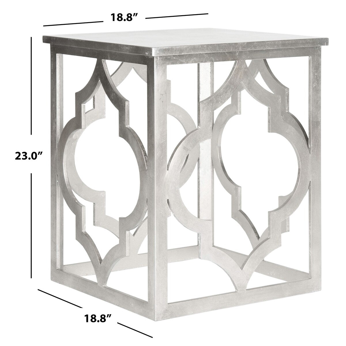 SAFAVIEH Grayce Trellis Silver Leaf End Table. - 19" W x 19" D x 23" H - 19Wx19Dx23H