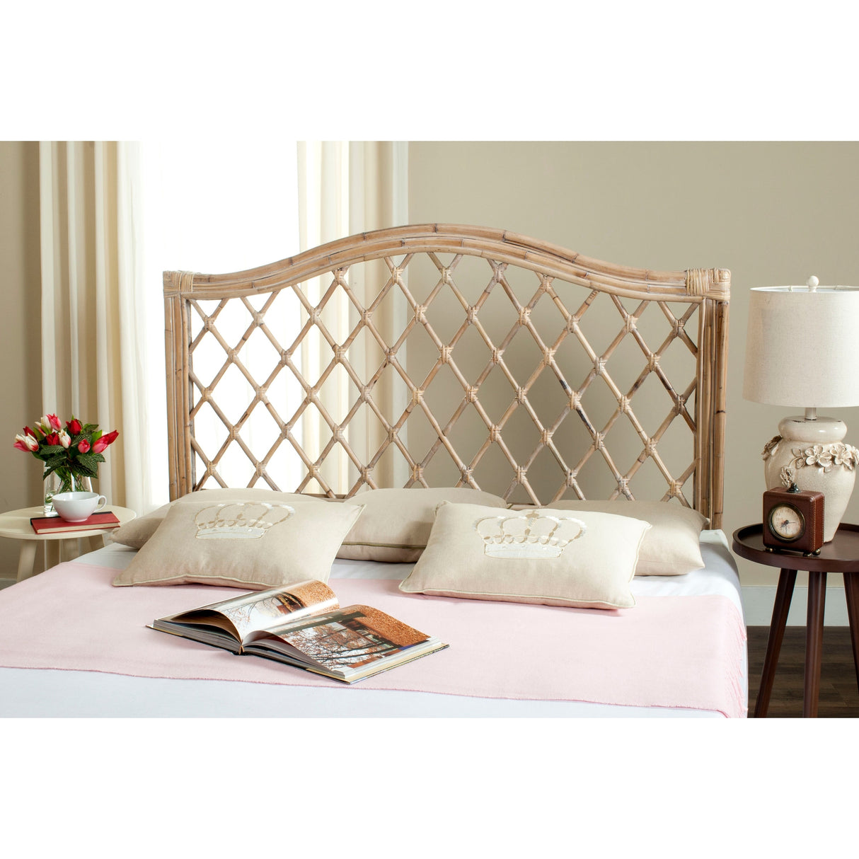 SAFAVIEH Gulfem Brown/ Multi Rattan Wicker Trellis Headboard (Full)