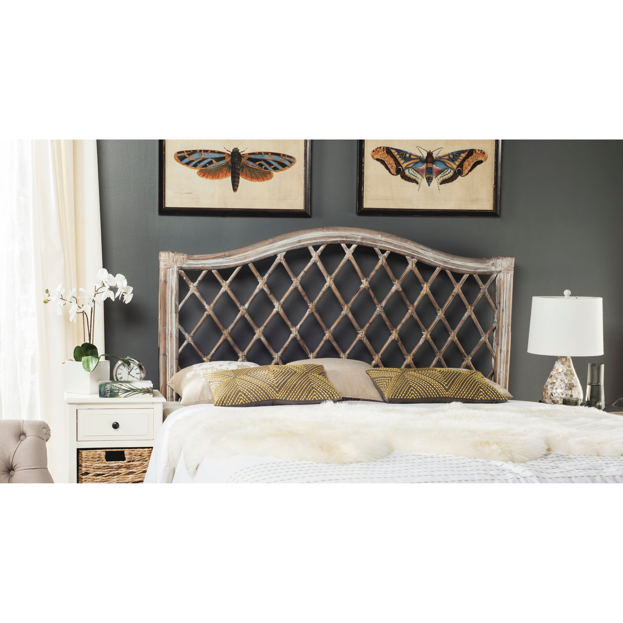 SAFAVIEH Gulfem Brown/ Multi Rattan Wicker Trellis Headboard (Full)