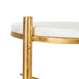 SAFAVIEH Gusti Round Accent Table - White / Gold - 15.5" x 15.5" x 20" - 16Wx16Dx20H