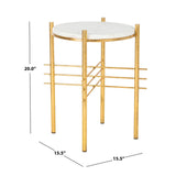 SAFAVIEH Gusti Round Accent Table - White / Gold - 15.5" x 15.5" x 20" - 16Wx16Dx20H