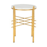 SAFAVIEH Gusti Round Accent Table - White / Gold - 15.5" x 15.5" x 20" - 16Wx16Dx20H