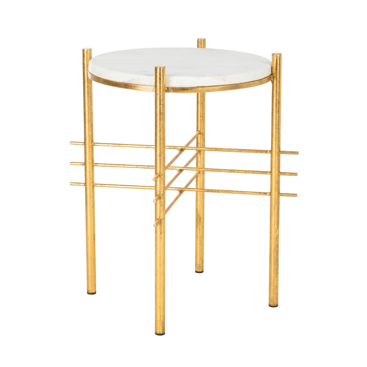 SAFAVIEH Gusti Round Accent Table - White / Gold - 15.5" x 15.5" x 20" - 16Wx16Dx20H