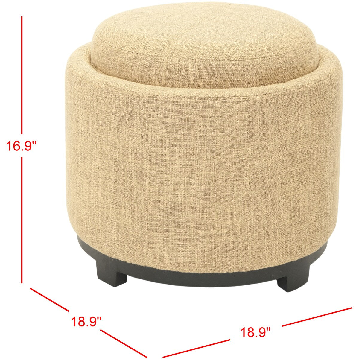 SAFAVIEH Gwenaele Brown Storage Bicast Leather Round Tray Ottoman