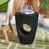 SAFAVIEH Hadil Indoor/ Outdoor Modern Black Concrete Round Accent Table - 14.1" W x 14.1" L x 17.7" H - 14Wx14Dx18H