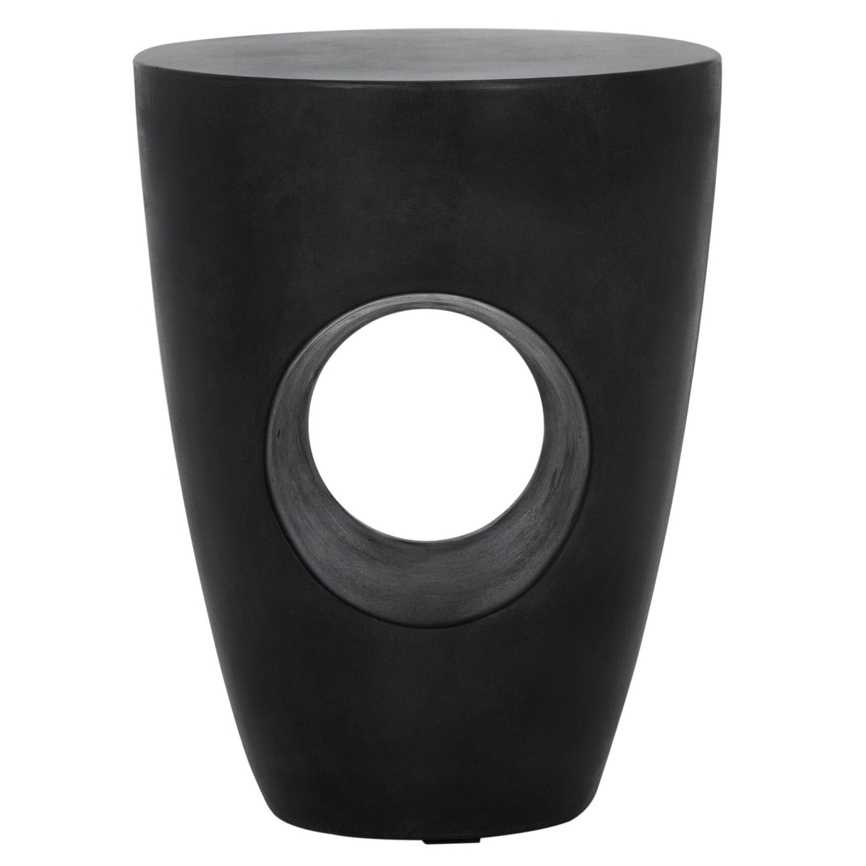 SAFAVIEH Hadil Indoor/ Outdoor Modern Black Concrete Round Accent Table - 14.1" W x 14.1" L x 17.7" H - 14Wx14Dx18H