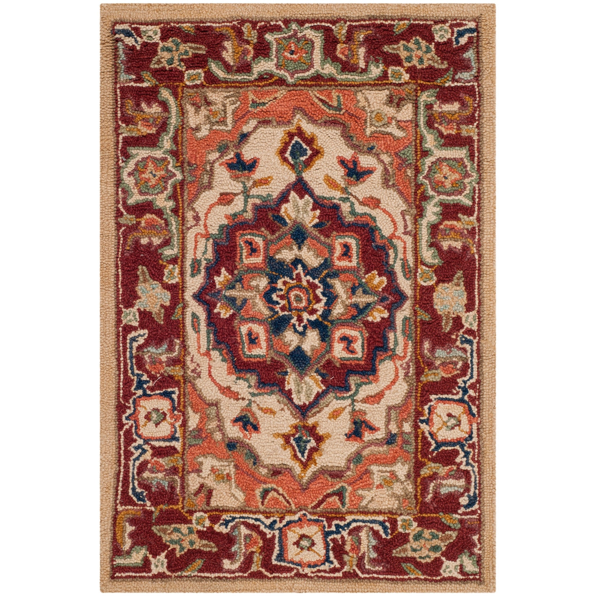 SAFAVIEH Hand-hooked Solbritt Red/ Ivory Wool Rug