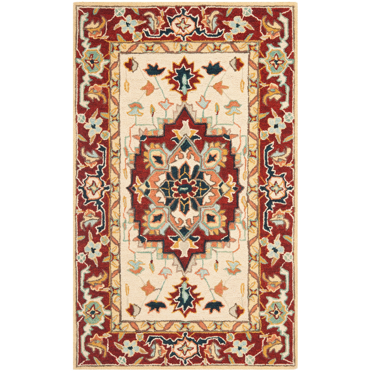 SAFAVIEH Hand-hooked Solbritt Red/ Ivory Wool Rug