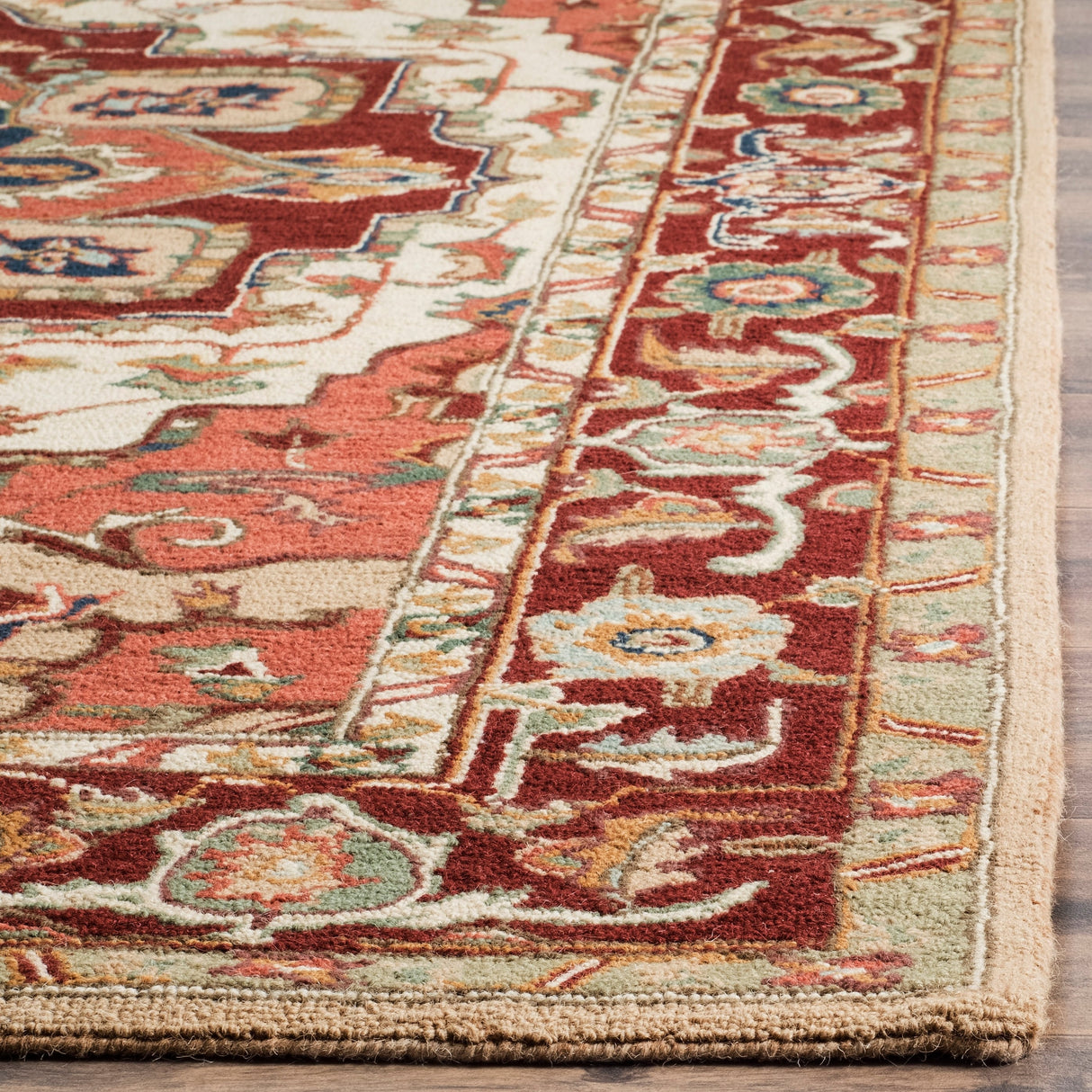 SAFAVIEH Hand-hooked Solbritt Red/ Ivory Wool Rug