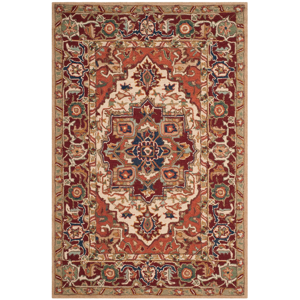 SAFAVIEH Hand-hooked Solbritt Red/ Ivory Wool Rug