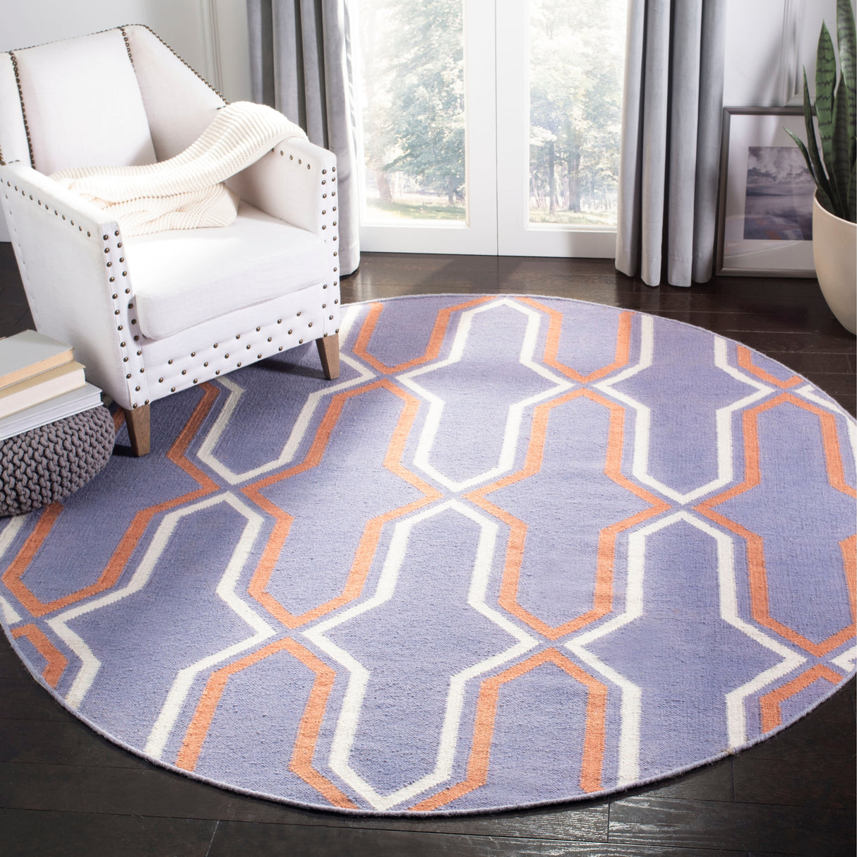 SAFAVIEH Hand-woven Moroccan Marissa Reversible Dhurrie Purple Wool Rug