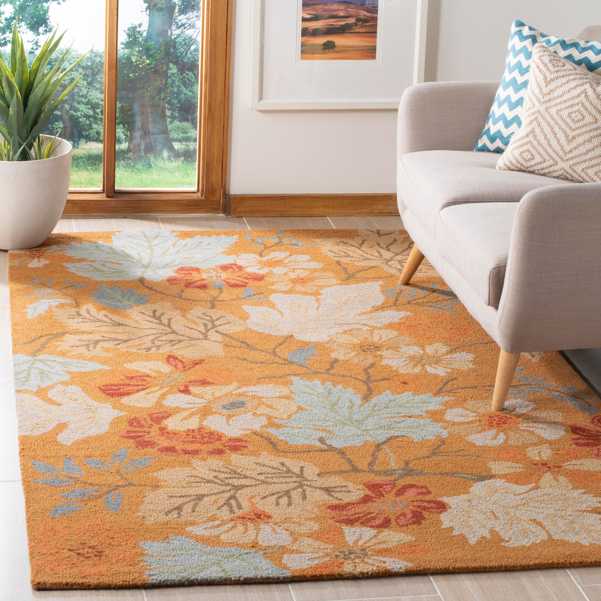 SAFAVIEH Handmade Blossom Efrosinia Modern Floral Wool Rug