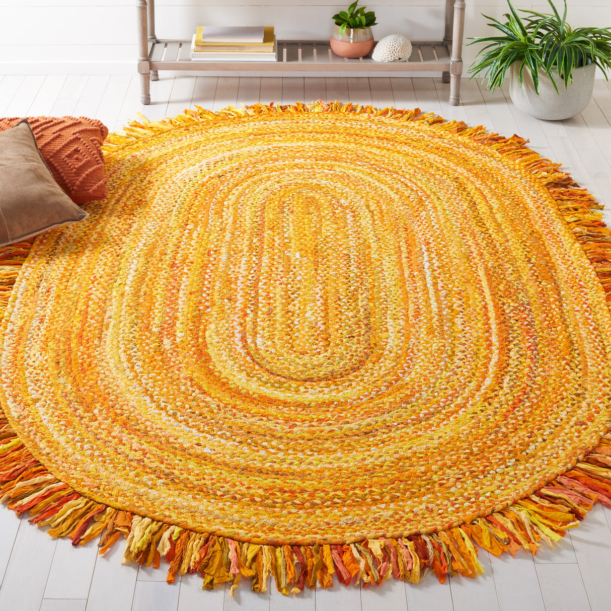 SAFAVIEH Handmade Braided Samya Country Cotton Rug with Fringe