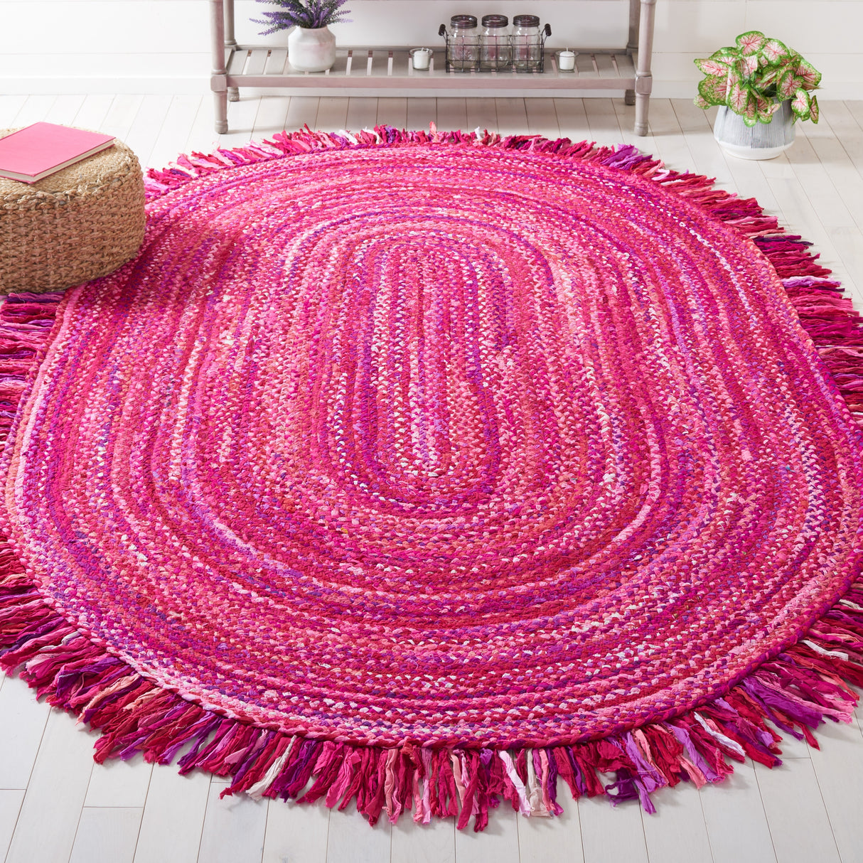 SAFAVIEH Handmade Braided Samya Country Cotton Rug with Fringe