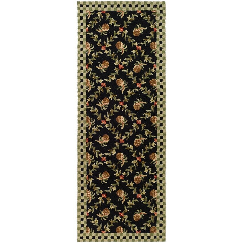 SAFAVIEH Handmade Chelsea Ribbon & Pearl Stripe French Country Wool Rug